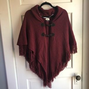 Burgundy David and Young Sweater Poncho